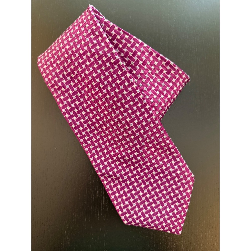 Brooks‎ Brothers 3.5" Silk Basket Weave Neck Tie Mens OS Magenta Woven Italy